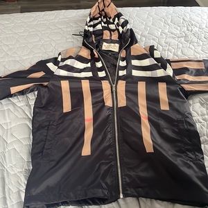 Burberry Sliced Check Nylon Hooded Jacket